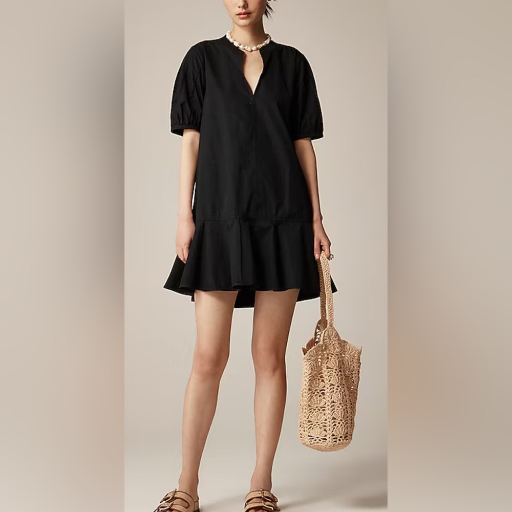 J. Crew Black Puff Sleeve Dress